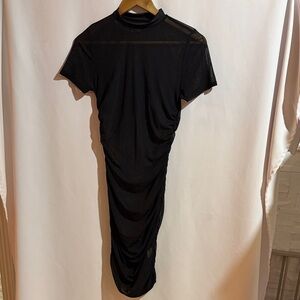 SEE THROUGHT BLACK RUCHED DRESS